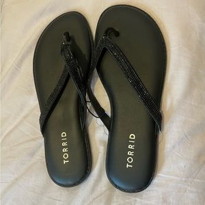 Torrid Brand New With Tag Black Rhinestone Flip Flops